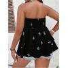 imageSOLY HUX Womens Plus Size Tube Tops Floral Print Shirred Strapless Sleeveless Peplum Ruffle TopBlack Floral Print