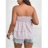 imageSOLY HUX Womens Plus Size Tube Tops Floral Print Shirred Strapless Sleeveless Peplum Ruffle TopMulticoloured Floral