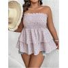 imageSOLY HUX Womens Plus Size Tube Tops Floral Print Shirred Strapless Sleeveless Peplum Ruffle TopMulticoloured Floral