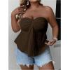 imageSOLY HUX Womens Plus Size Twist Front Tube Top Strapless Going Out Bandeau TopsCoffee Brown