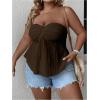 imageSOLY HUX Womens Plus Size Twist Front Tube Top Strapless Going Out Bandeau TopsCoffee Brown