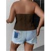 imageSOLY HUX Womens Plus Size Twist Front Tube Top Strapless Going Out Bandeau TopsCoffee Brown