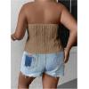 imageSOLY HUX Womens Plus Size Twist Front Tube Top Strapless Going Out Bandeau TopsSolid Khaki