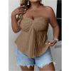 imageSOLY HUX Womens Plus Size Twist Front Tube Top Strapless Going Out Bandeau TopsSolid Khaki