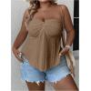imageSOLY HUX Womens Plus Size Twist Front Tube Top Strapless Going Out Bandeau TopsSolid Khaki