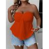 imageSOLY HUX Womens Plus Size Twist Front Tube Top Strapless Going Out Bandeau TopsSolid Orange