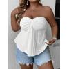 imageSOLY HUX Womens Plus Size Twist Front Tube Top Strapless Going Out Bandeau TopsSolid White