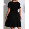 imageSOLY HUX Womens Plus Size Wrap V Neck Dress Ruffle Short Sleeve High Waisted Flowy DressesPure Black