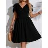 imageSOLY HUX Womens Plus Size Wrap V Neck Dress Ruffle Short Sleeve High Waisted Flowy DressesPure Black
