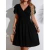 imageSOLY HUX Womens Plus Size Wrap V Neck Dress Ruffle Short Sleeve High Waisted Flowy DressesPure Black