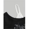 imageSOLY HUX Womens Plus Size Y2k Tops Gothic Graphic Tees Trendy Short Sleeve Asymmetrical Neck T ShirtsBlack and White