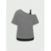 imageSOLY HUX Womens Plus Size Y2k Tops Gothic Graphic Tees Trendy Short Sleeve Asymmetrical Neck T ShirtsDark Grey