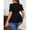 imageSOLY HUX Womens Plus Size Zip Up Shirts Sweetheart Neck Short Sleeve Ruffle Tops Casual Flowy BlousePlain Black