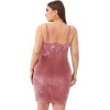 imageSOLY HUX Womens Sexy Plus Size Velvet Spaghetti Strap Cowl Neck Party Club Bodycon Mini DressPlain Pink