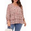 imageSOLY HUX Womens Plus Size Blouse Floral Print V Neck 34 Sleeve Layered Ruffle Hem Blouses TopsDusty Pink