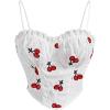 imageSOLY HUX Womens Plus Size Cherry Embroidery Frill Cami Crop Tops Asymmetrical Hem Bustier TopRed and White Cherry