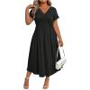 imageSOLY HUX Womens Plus Size Dress Short Sleeve V Neck Criss Cross Wrap A Line Flowy Long Summer Dresses with PocketsPure Black