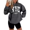 imageSOLY HUX Womens Plus Size Hoodie Letter Print Drawstring Sweatshirt Long Sleeve Pullover Tops with PocketDark Grey Letter