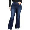 imageSOLY HUX Womens Plus Size Jeans Flare Leg High Waisted Stretchy Dressy Casual Bell BottomsSolid Blue