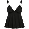 imageSOLY HUX Womens Plus Size Lace Trim Flared Cami Tops V Neck Spaghetti Strap Summer CamisoleSolid Black