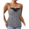 imageSOLY HUX Womens Plus Size Lace Trim Ruched Cami Tops Spaghetti Strap Draped Front CamisolePure Dark Grey