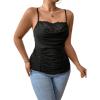 imageSOLY HUX Womens Plus Size Lace Trim Ruched Cami Tops Spaghetti Strap Draped Front CamisoleSolid Black