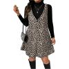 imageSOLY HUX Womens Plus Size Leopard Print V Neck Short Dress Sleeveless Overall Flowy Fall DressesBeige Leopard