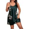 imageSOLY HUX Womens Plus Size Silk Satin Nightgown Floral Print Cami Slip Dress SleepwearDark Green Floral