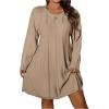 imageSOLY HUX Womens Plus Size Sweater Dress Crew Neck Raglan Long Sleeve Cable Knit Dressy Casual DressesPure Apricot