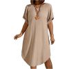 imageSOLY HUX Womens Plus Size T Shirt Dress Short Sleeve Round Neck Summer Midi DressesPlain Apricot