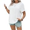 imageSOLY HUX Womens Plus Size T Shirts Hollow Out Short Sleeve Tee Summer TopsSolid White