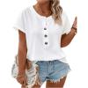 imageSOLY HUX Womens Plus Size T Shirts Short Sleeve Round Neck Button Front Casual Tee TopsPlain White