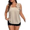 imageSOLY HUX Womens Plus Size Tops Ruffle Sleeveless Square Neck Casual Summer BlousePlain Apricot
