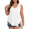 imageSOLY HUX Womens Plus Size Tops Scallop V Neck Sleeveless Summer Casual Tank TopPlain White