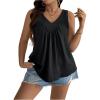 imageSOLY HUX Womens Plus Size Tops V Neck Sleeveless Ruched Casual Summer Tank TopPlain Black