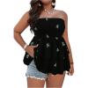 imageSOLY HUX Womens Plus Size Tube Tops Floral Print Shirred Strapless Sleeveless Peplum Ruffle TopBlack Floral Print