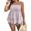 imageSOLY HUX Womens Plus Size Tube Tops Floral Print Shirred Strapless Sleeveless Peplum Ruffle TopMulticoloured Floral