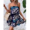 imageSOLY HUX Summer Dresses for Women Tropical Print Strapless Sleeveless Ruffle Hem Tube DressBlue Tropical Print