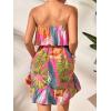 imageSOLY HUX Summer Dresses for Women Tropical Print Strapless Sleeveless Ruffle Hem Tube DressHotpink