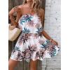 imageSOLY HUX Summer Dresses for Women Tropical Print Strapless Sleeveless Ruffle Hem Tube DressWhite Tropical Print