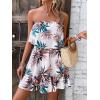 imageSOLY HUX Summer Dresses for Women Tropical Print Strapless Sleeveless Ruffle Hem Tube DressWhite Tropical Print