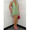 imageSOLY HUX Womens 3D Floral Ruffle Mesh Halter Dress Sleeveless Tie Backless Ruched Bodycon Mini DressesSolid Mint Green