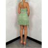 imageSOLY HUX Womens 3D Floral Ruffle Mesh Halter Dress Sleeveless Tie Backless Ruched Bodycon Mini DressesSolid Mint Green