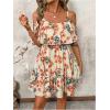 imageSOLY HUX Womens Boho Floral Print Cold Shoulder Dress Short Sleeve Ruffle A Line Vacation Elegant Mini DressesApricot Floral