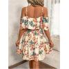 imageSOLY HUX Womens Boho Floral Print Cold Shoulder Dress Short Sleeve Ruffle A Line Vacation Elegant Mini DressesApricot Floral
