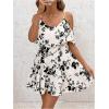 imageSOLY HUX Womens Boho Floral Print Cold Shoulder Dress Short Sleeve Ruffle A Line Vacation Elegant Mini DressesBlack Flower