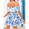 imageSOLY HUX Womens Boho Floral Print Cold Shoulder Dress Short Sleeve Ruffle A Line Vacation Elegant Mini DressesBlue Floral