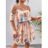 imageSOLY HUX Womens Boho Floral Print Cold Shoulder Dress Short Sleeve Ruffle A Line Vacation Elegant Mini DressesMulti Floral