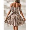imageSOLY HUX Womens Boho Floral Print Cold Shoulder Dress Short Sleeve Ruffle A Line Vacation Elegant Mini DressesMulti Floral Print