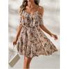 imageSOLY HUX Womens Boho Floral Print Cold Shoulder Dress Short Sleeve Ruffle A Line Vacation Elegant Mini DressesMulti Floral Print